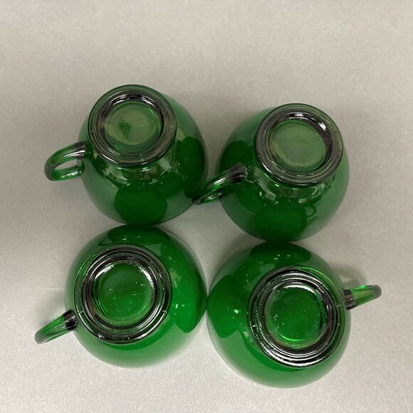 Vtg Fire King Anchor Hocking Punch Bowl Cups Charm Forest Green Glass Lot of 4 - Picture 8 of 8